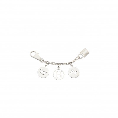 HERMES SILVER METAL OLGA BRELOQUE BAG CHARM 398784373